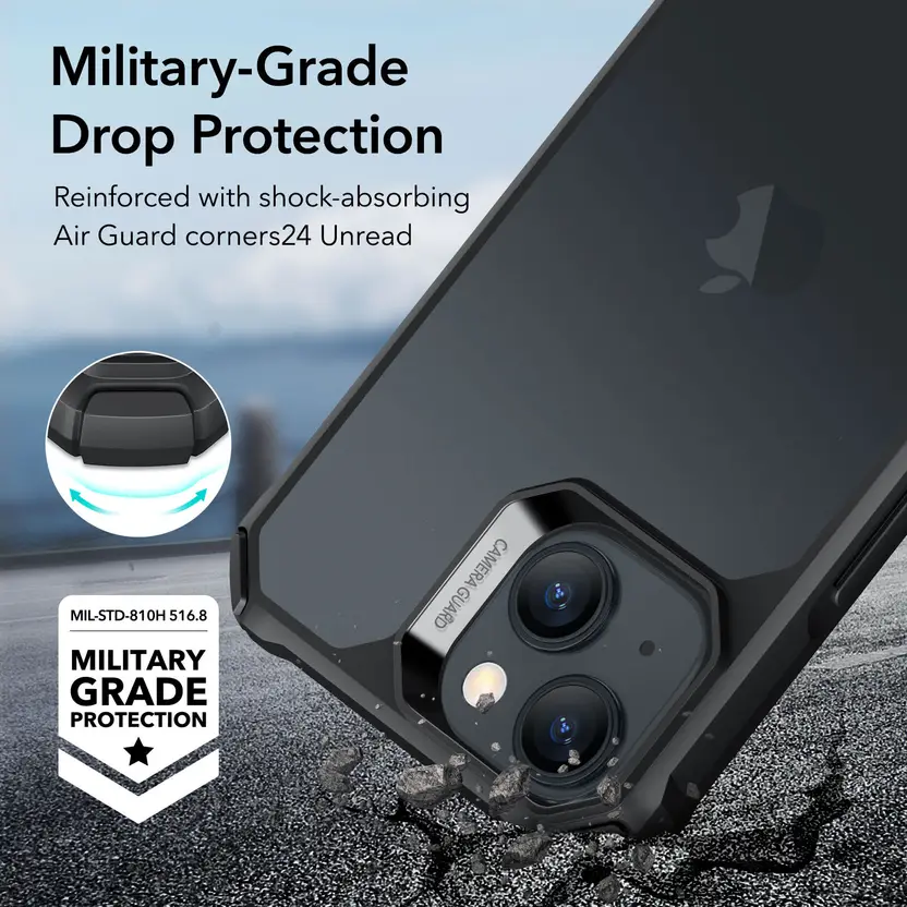 ESR Air Armor Clear Case Compatible with iPhone 15 - Frosted Black